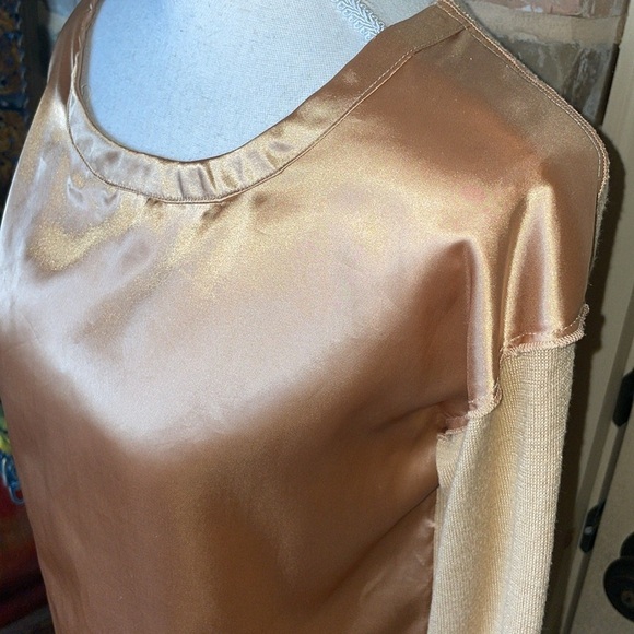 Vintage Verve Ami Gold Satin and Knit Long Sleeve Sweater Y2K Size Small - Picture 3 of 8